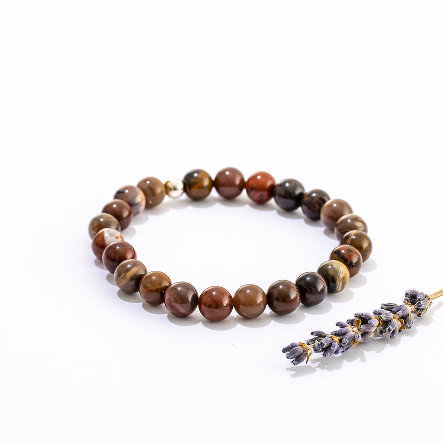 Petrified Wood 8mm Round Bead Stretch Bracelet (SBCo. Exclusive)