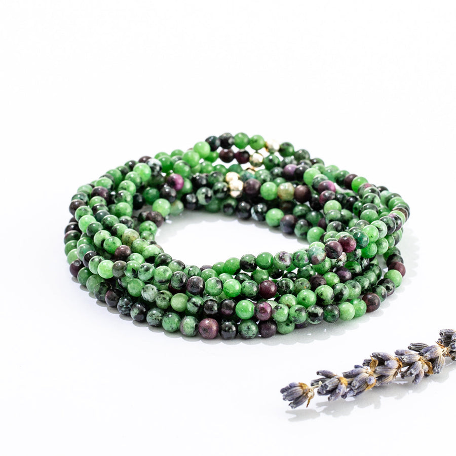Ruby in Zoisite 4mm Round Bead Bracelet (SBCo. Exclusive)