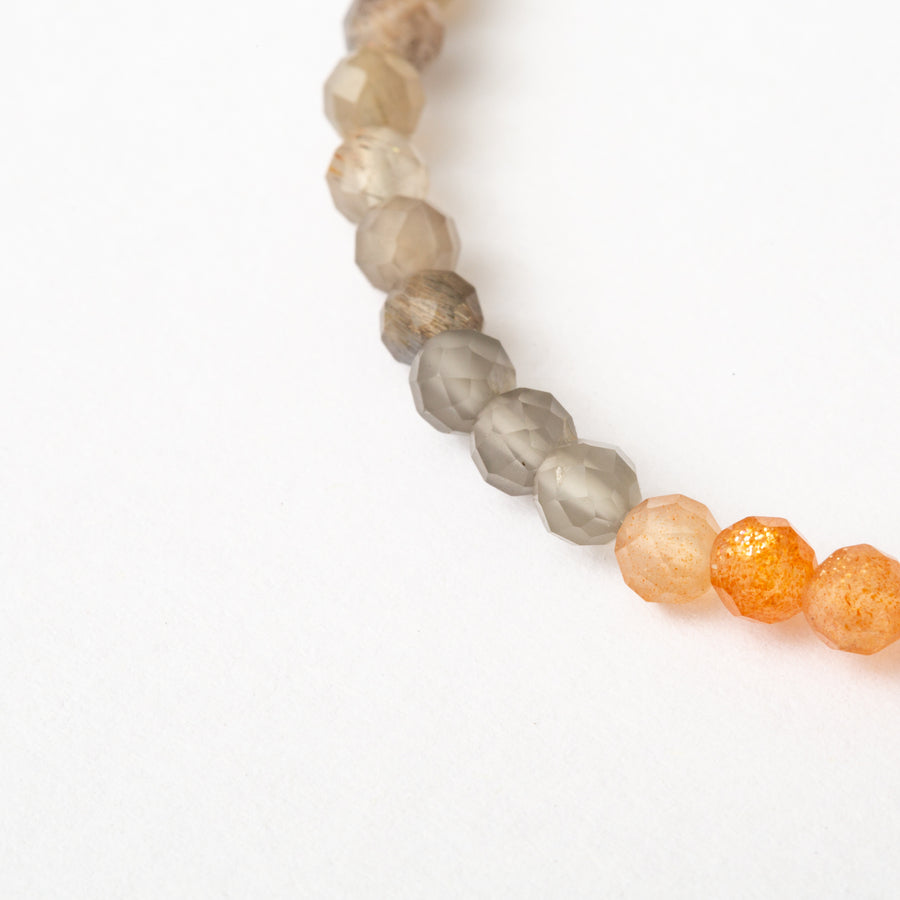 Mixed Moonstone 4mm Faceted Bead Stretch Bracelet