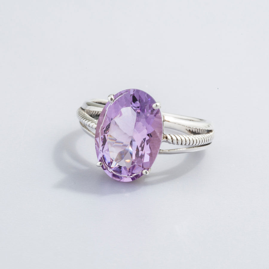 Amethyst Triple-Band Oval Ring