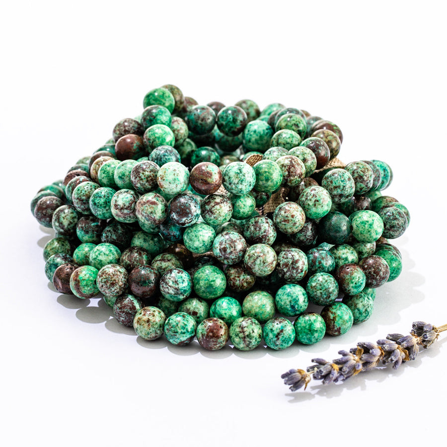 African Turquoise 8mm Round Bead Stretch Bracelet - 7.25" (SBCo. Exclusive)