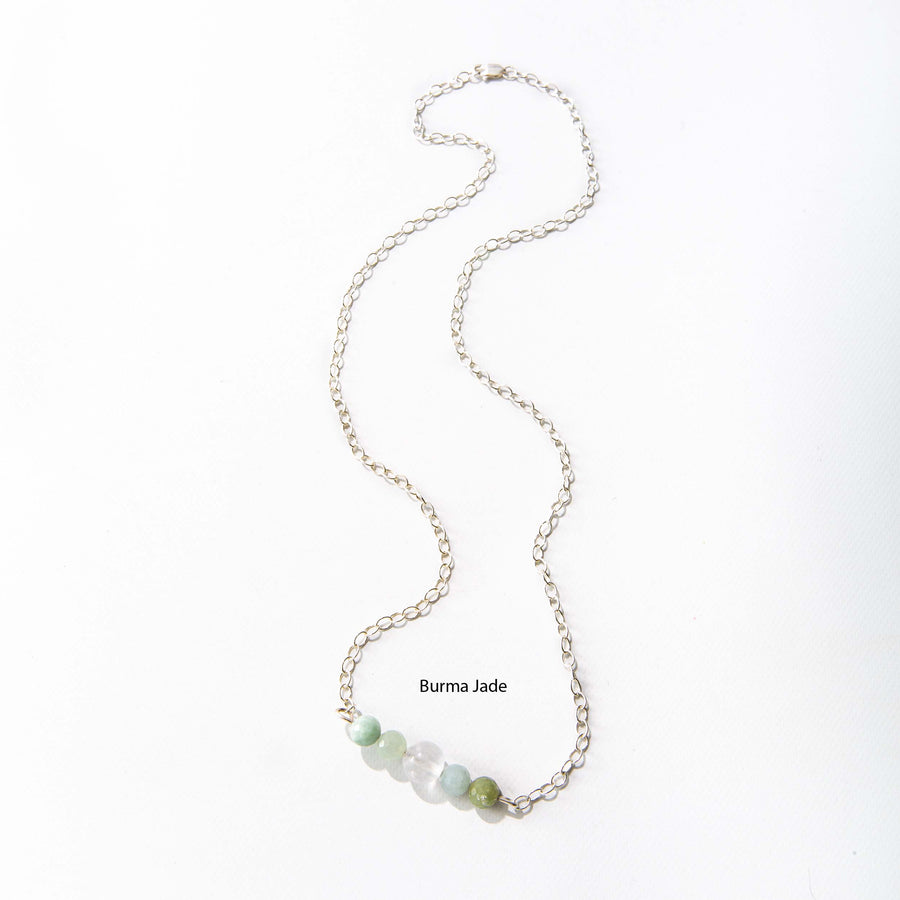 Satin Spar Selenite Crystal Bead Bar Necklace (SBCo. Exclusive)