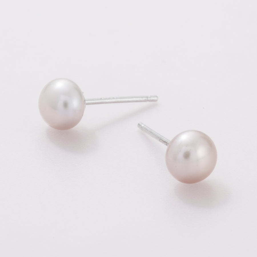 Iridescent Light Pink Freshwater Pearl Post Earrings