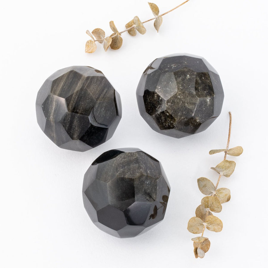 Gold Sheen Obsidian Faceted Sphere