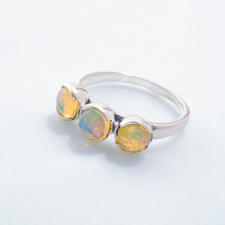 Ethiopian Opal Triple-Stone Ring