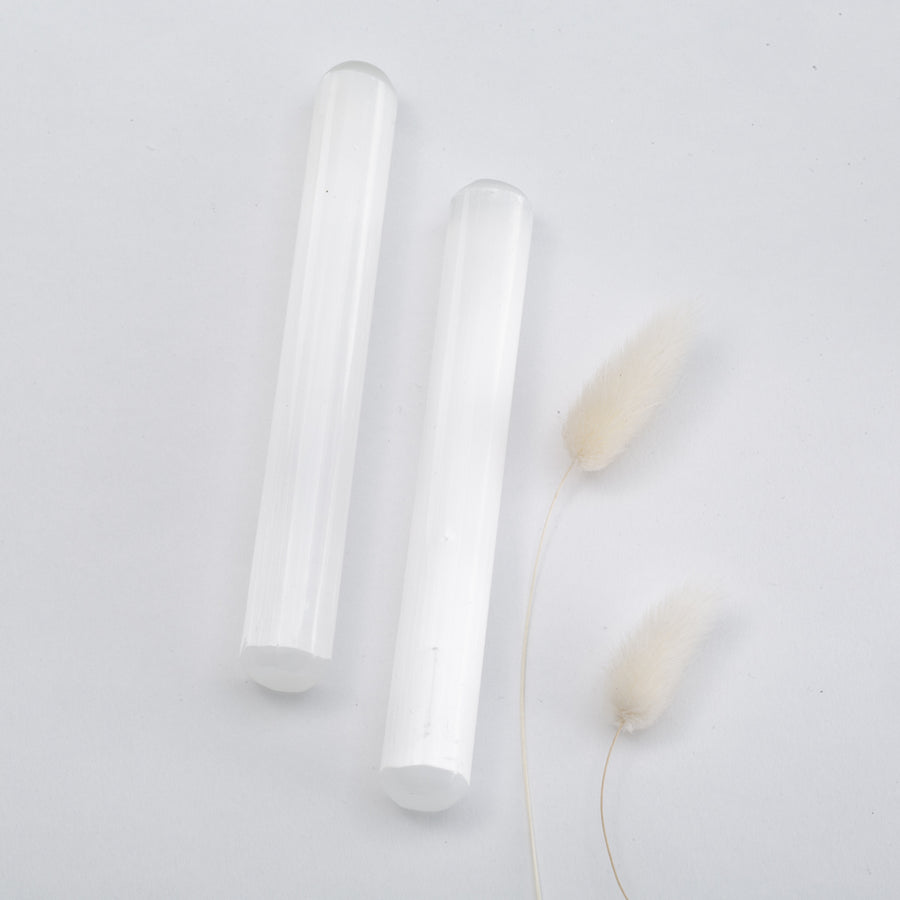 Satin Spar Selenite Smooth Wand - Rounded