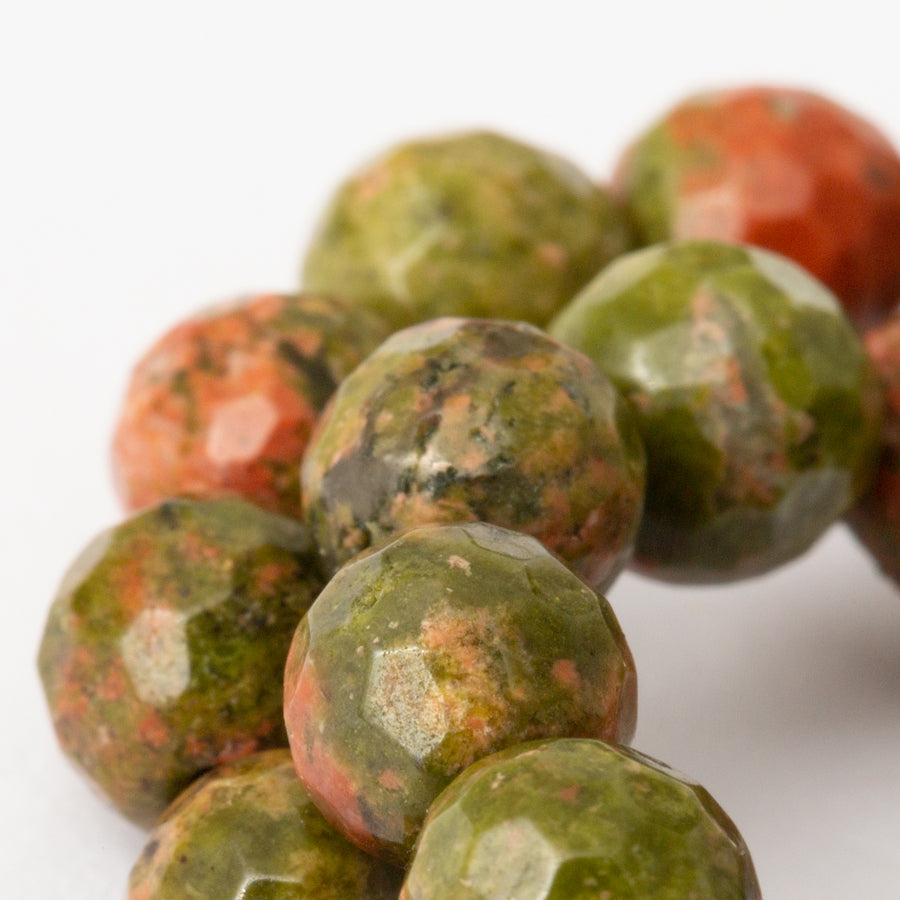 Unakite Jasper 6mm Faceted Bead Stretch Bracelet