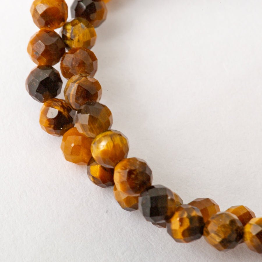 Golden Tiger Eye 3mm Faceted Bead Stretch Bracelet