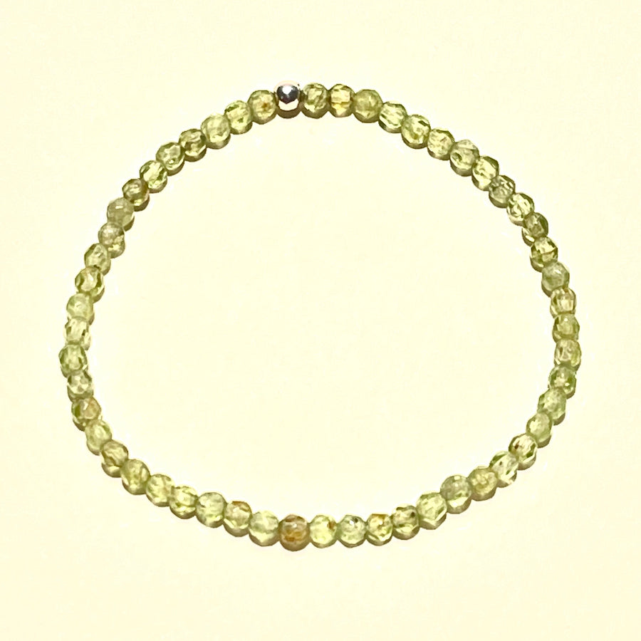 Peridot 4mm Faceted Bead Stretch Bracelet