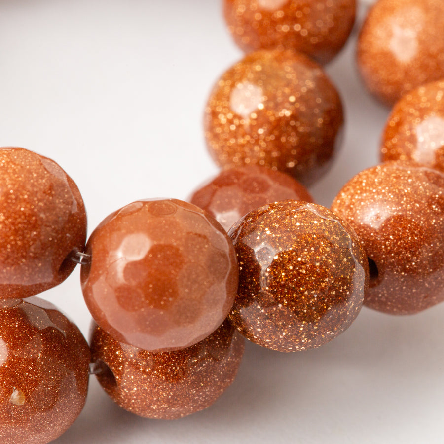 Goldstone 8mm Faceted Bead Stretch Bracelet