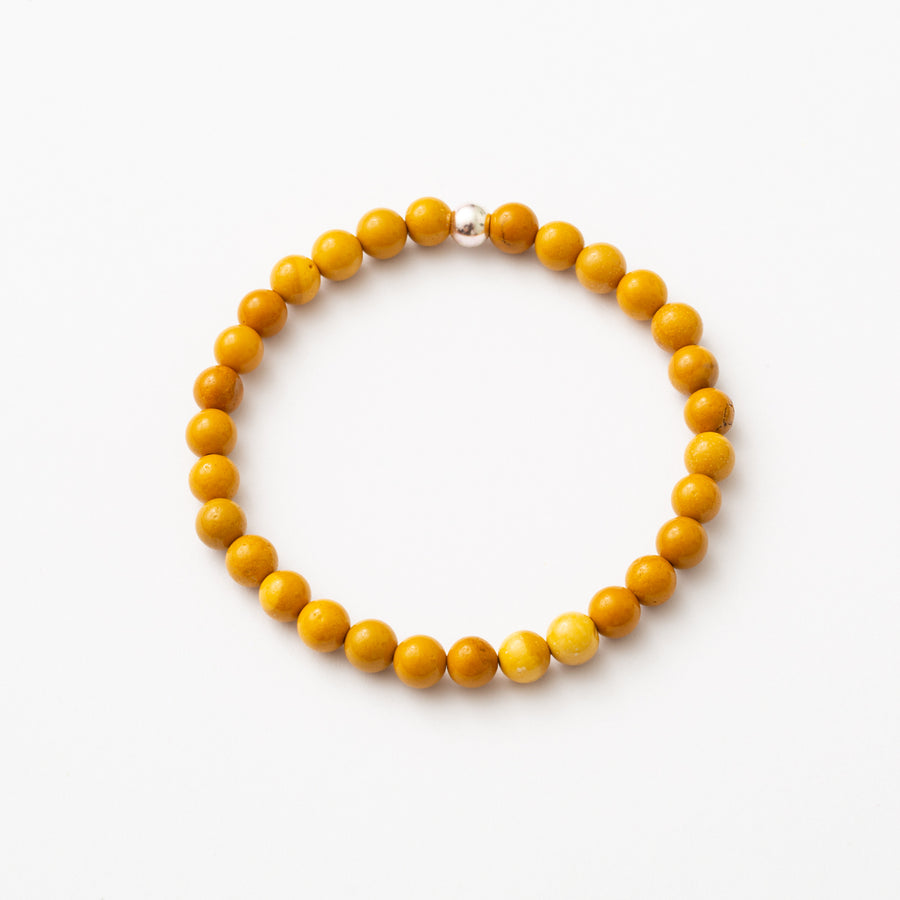 Yellow Mookaite 6mm Round Bead Stretch Bracelet