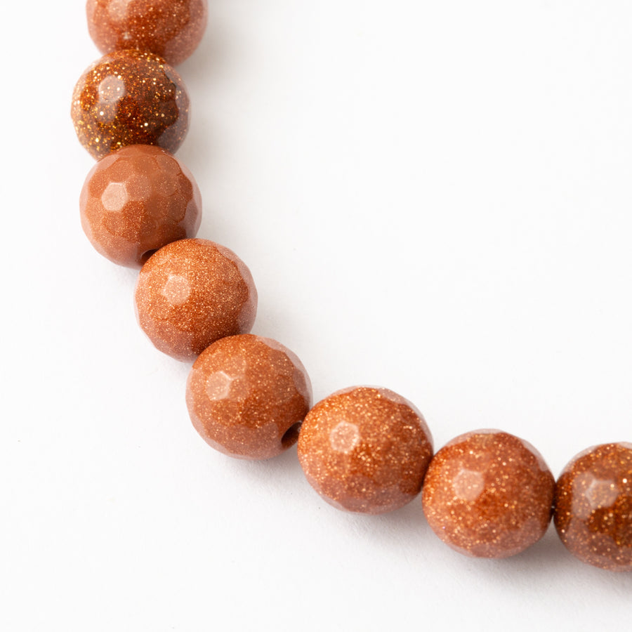 Goldstone 8mm Faceted Bead Stretch Bracelet