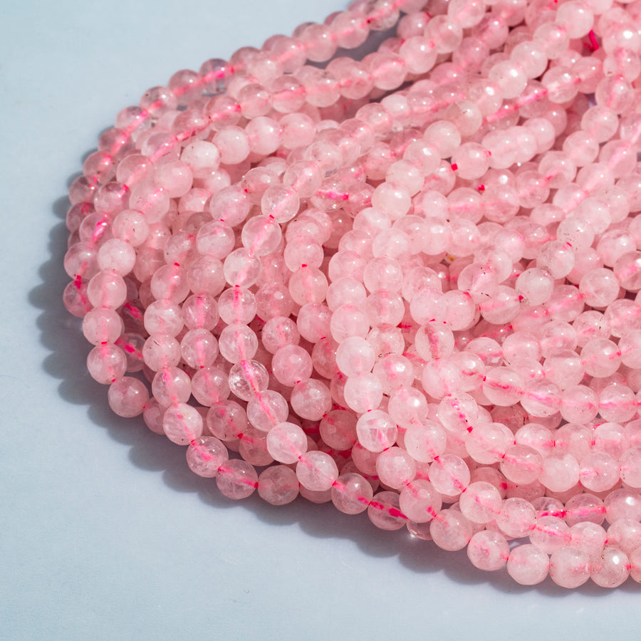 Rose Quartz 6mm Faceted Bead Stretch Bracelet