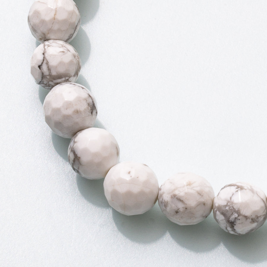 Howlite 8mm Faceted Bead Stretch Bracelet