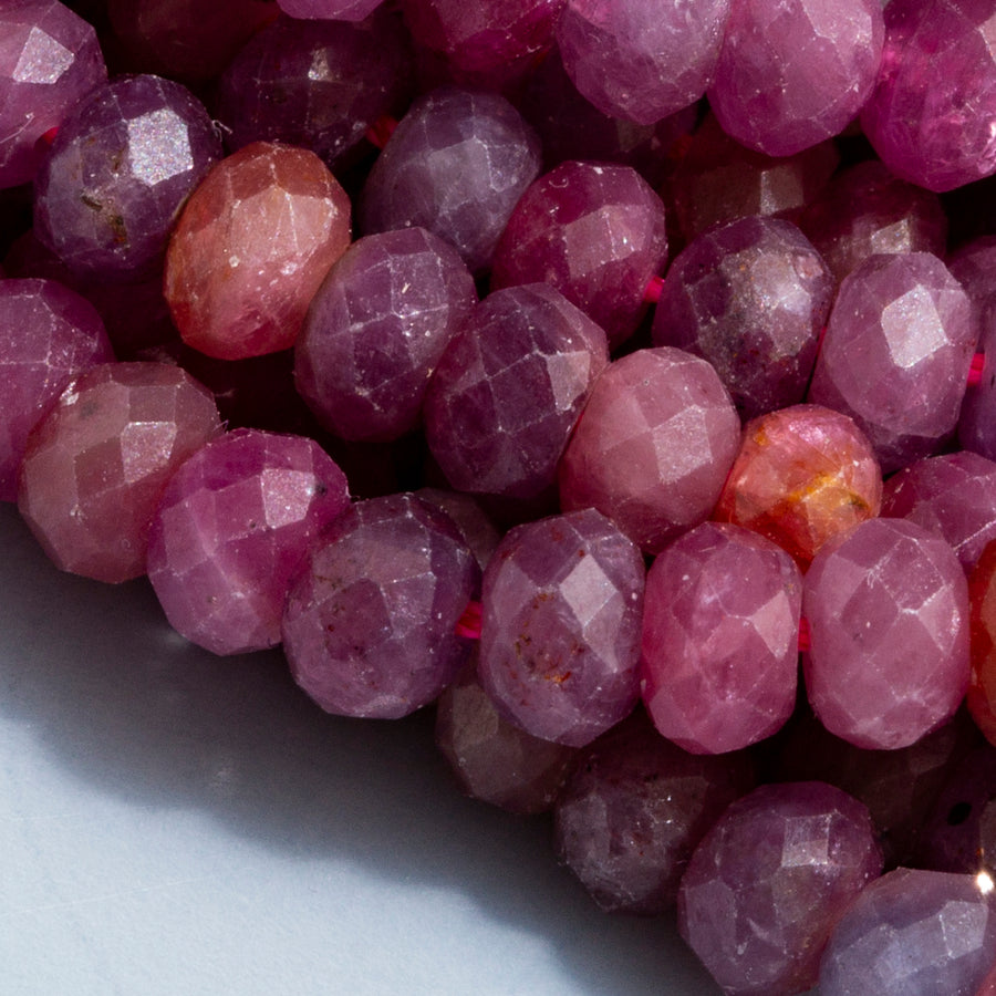 Ruby 3x5mm Faceted Bead Stretch Bracelet