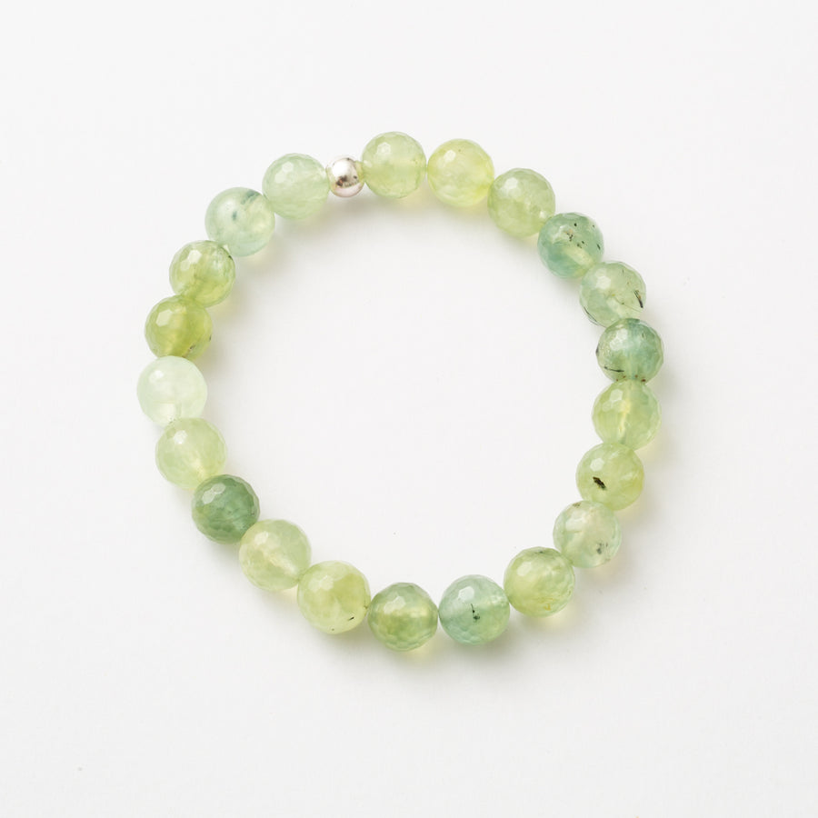 Prehnite 10mm Faceted Bead Stretch Bracelet