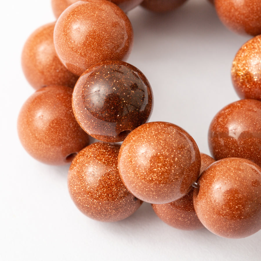 Goldstone 10mm Round Bead Stretch Bracelet