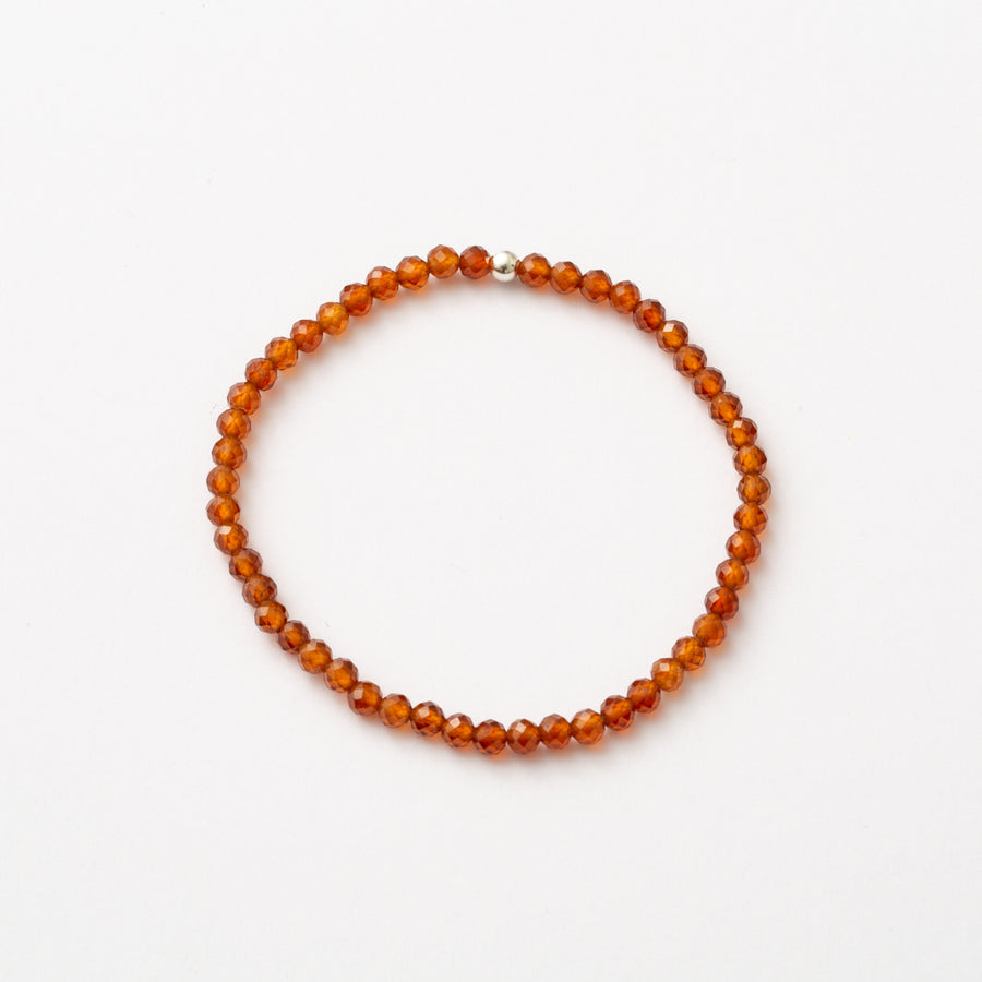 Hessonite Garnet 4mm Faceted Bead Stretch Bracelet