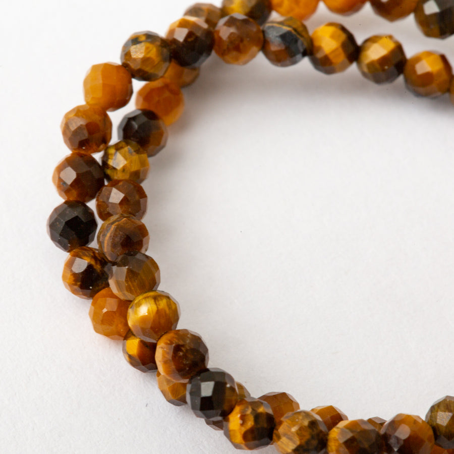 Golden Tiger Eye 3mm Faceted Bead Stretch Bracelet