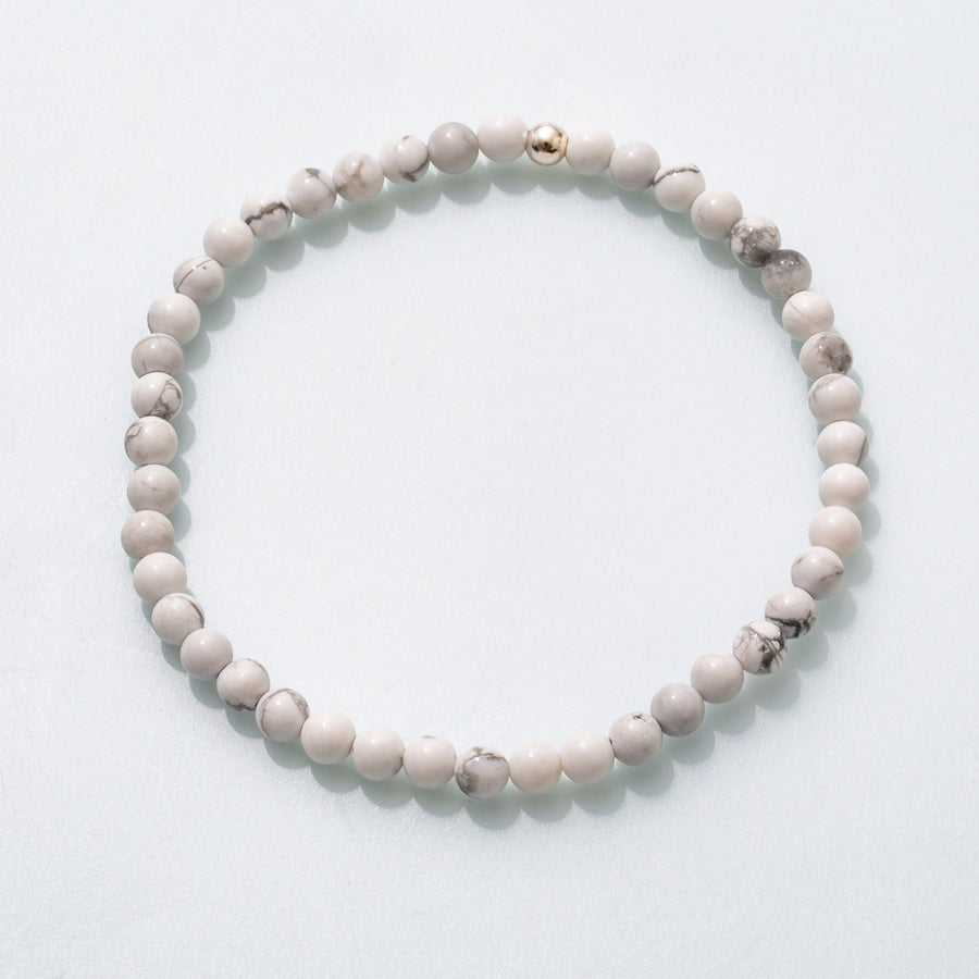 Howlite 4mm Round Bead Stretch Bracelet