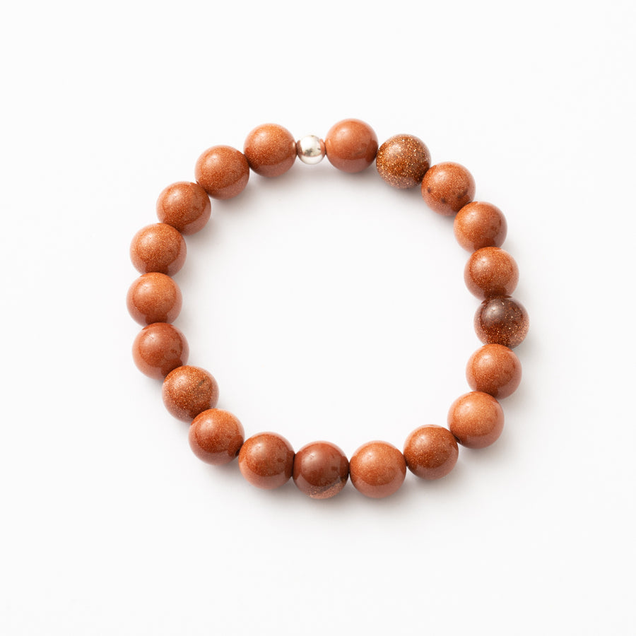 Goldstone 10mm Round Bead Stretch Bracelet