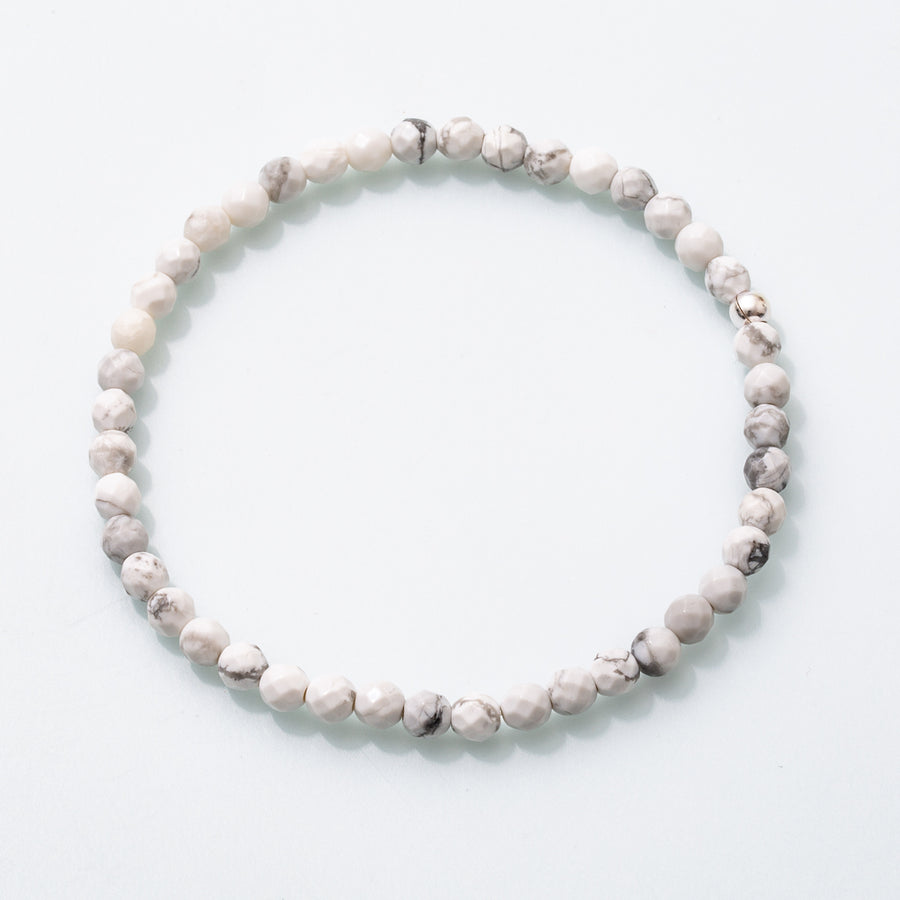 Howlite 4mm Faceted Bead Stretch Bracelet