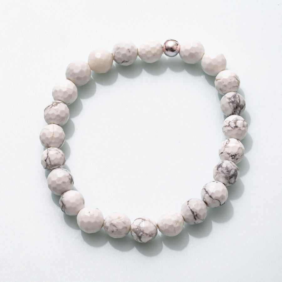 Howlite 8mm Faceted Bead Stretch Bracelet