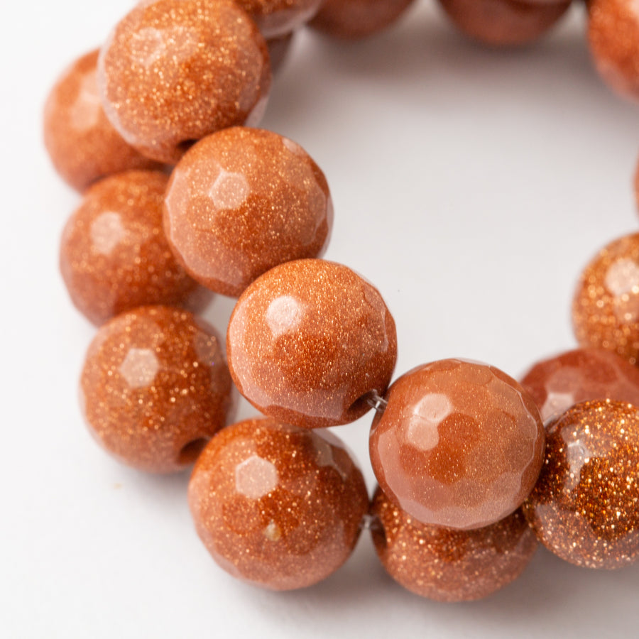 Goldstone 8mm Faceted Bead Stretch Bracelet