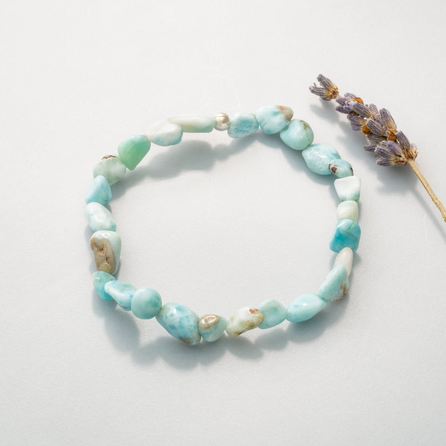 Larimar Nugget Bead Stretch Bracelet