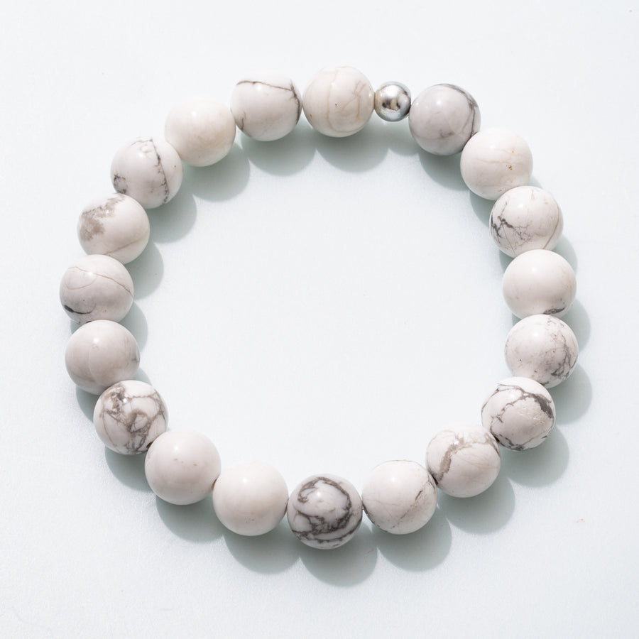 Howlite 10mm Round Bead Stretch Bracelet