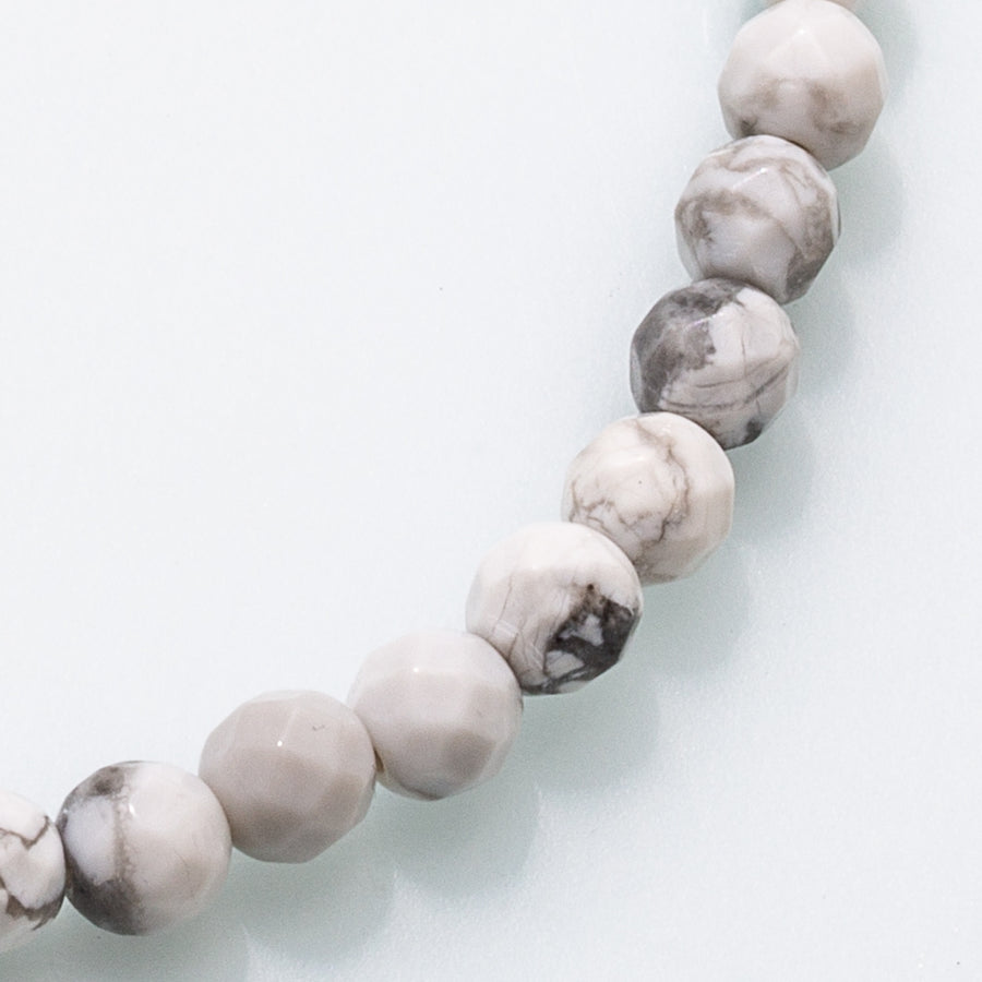 Howlite 4mm Faceted Bead Stretch Bracelet