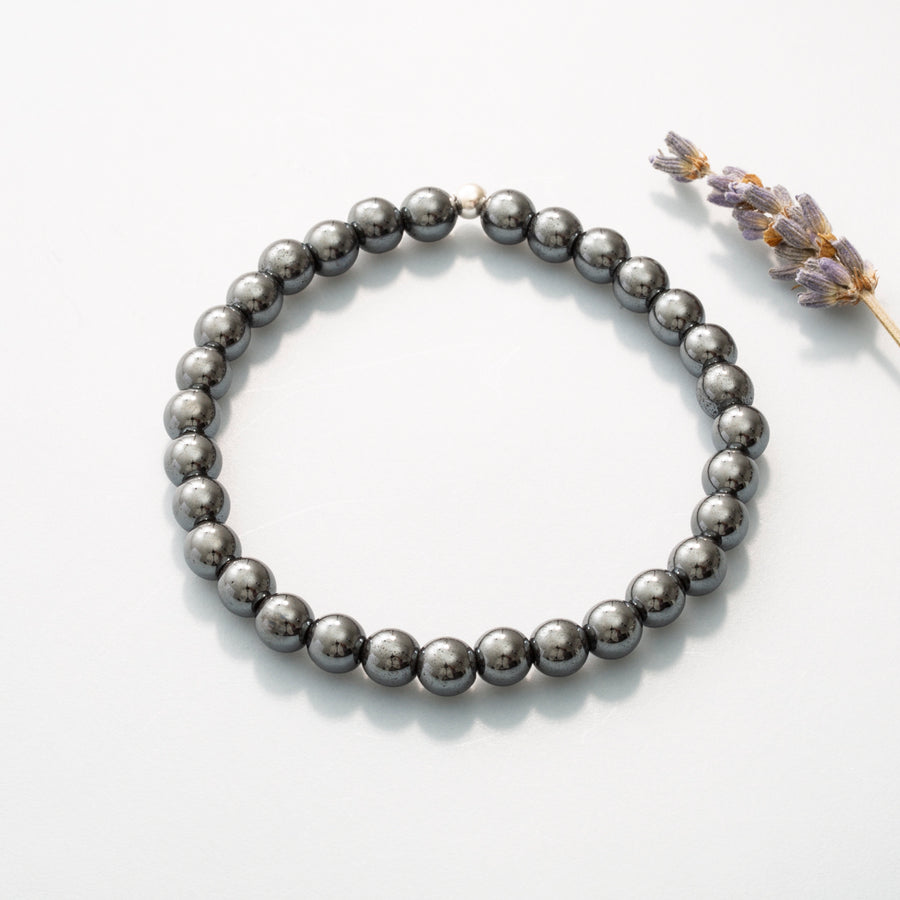 Hematite 6mm Round Bead Stretch Bracelet