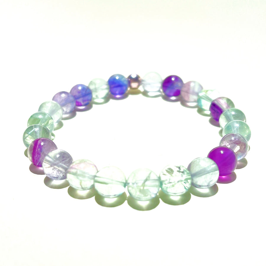 Rainbow Fluorite 8mm Round Bead Stretch Bracelet