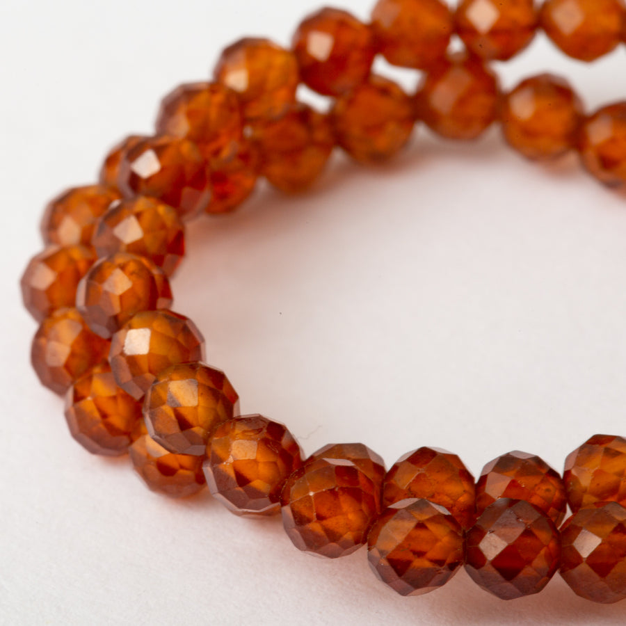 Hessonite Garnet 4mm Faceted Bead Stretch Bracelet