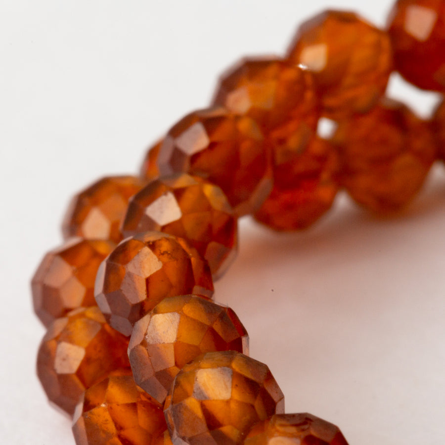 Hessonite Garnet 4mm Faceted Bead Stretch Bracelet