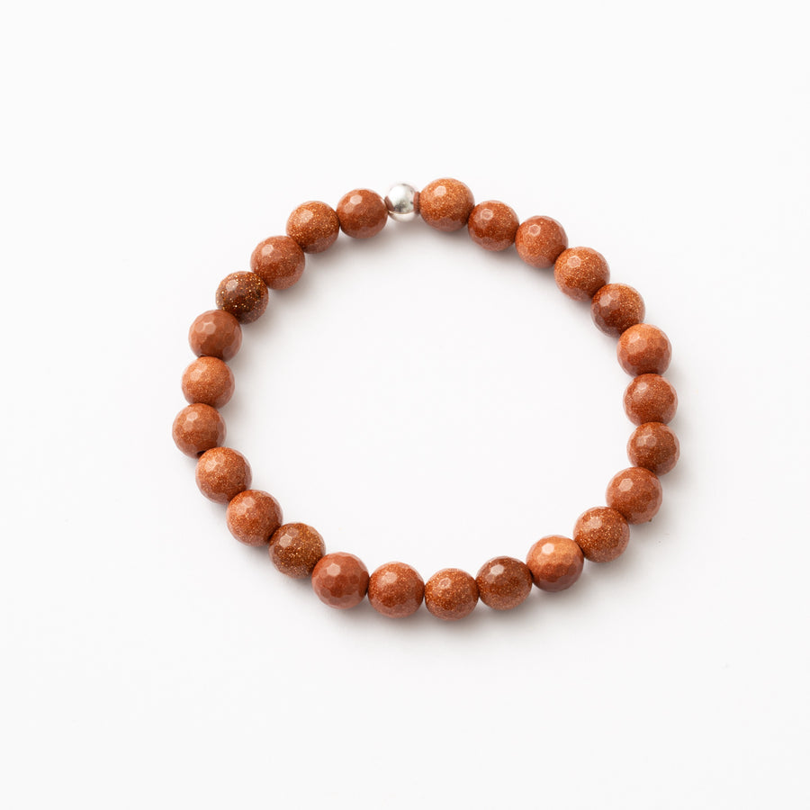 Goldstone 8mm Faceted Bead Stretch Bracelet