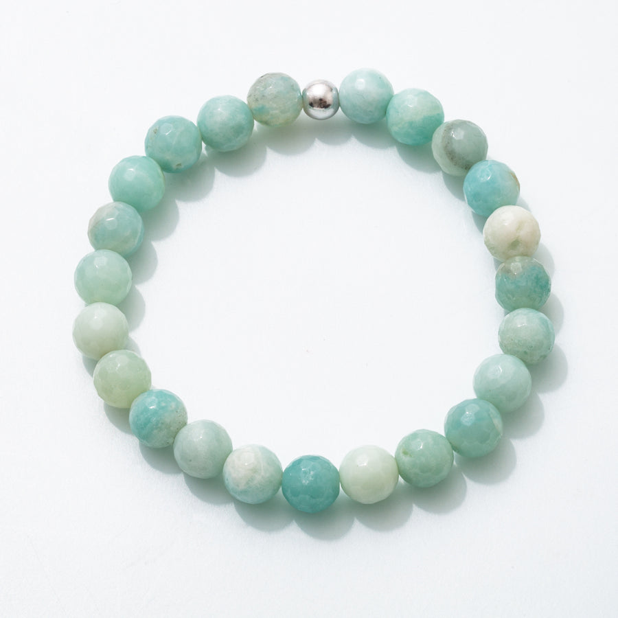 Amazonite "A" 8mm Faceted Bead Stretch Bracelet