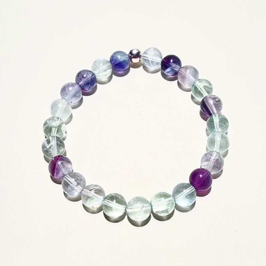 Rainbow Fluorite 8mm Round Bead Stretch Bracelet