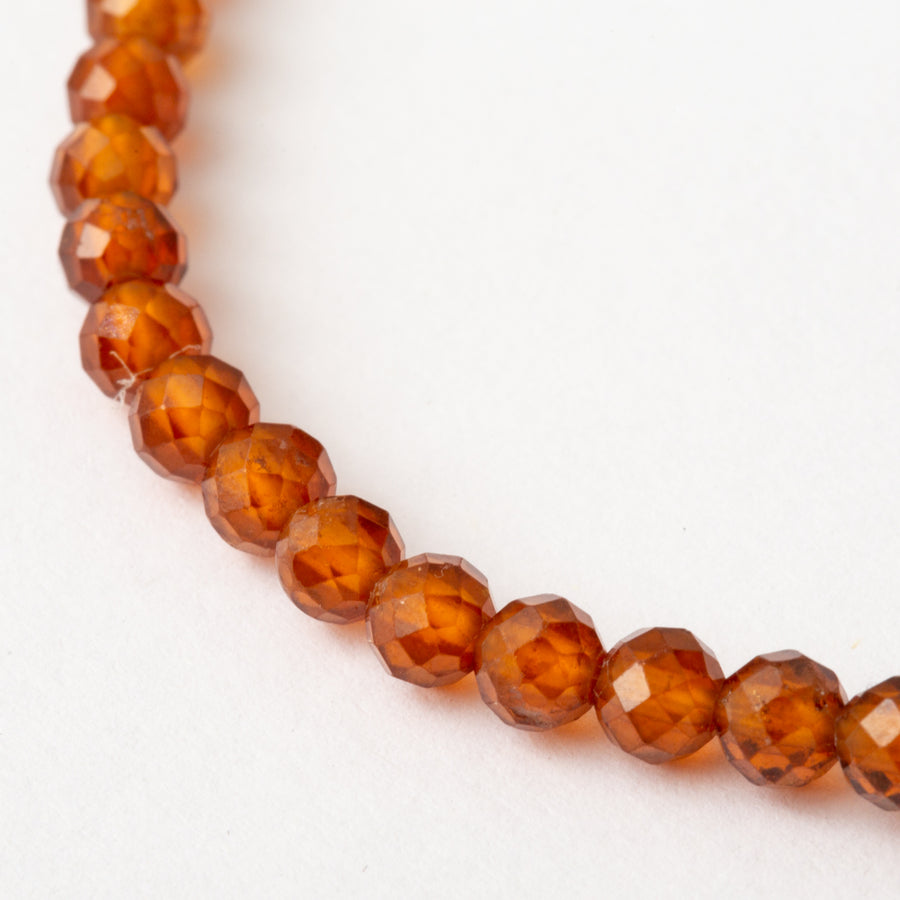 Hessonite Garnet 4mm Faceted Bead Stretch Bracelet