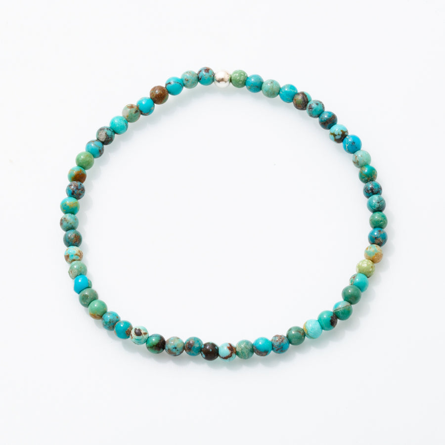 Turquoise 4mm Round Bead Stretch Bracelet