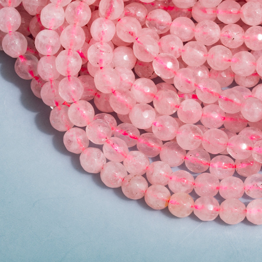 Rose Quartz 6mm Faceted Bead Stretch Bracelet